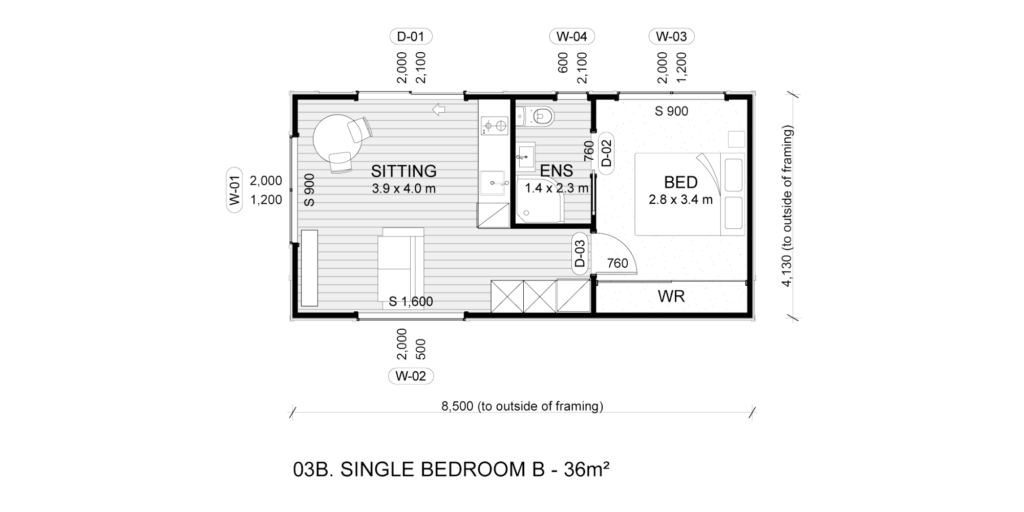 One bedroom Plan B 2D