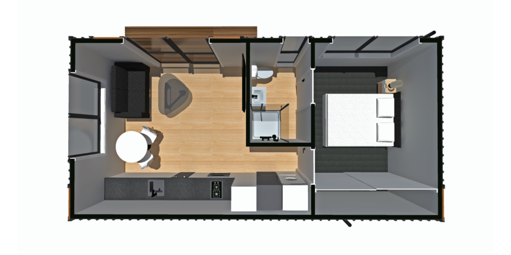 One bedroom plan A 3D