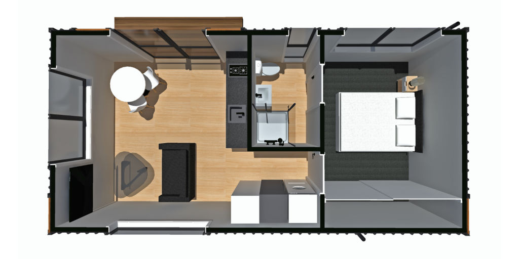 One bedroom plan B 3D