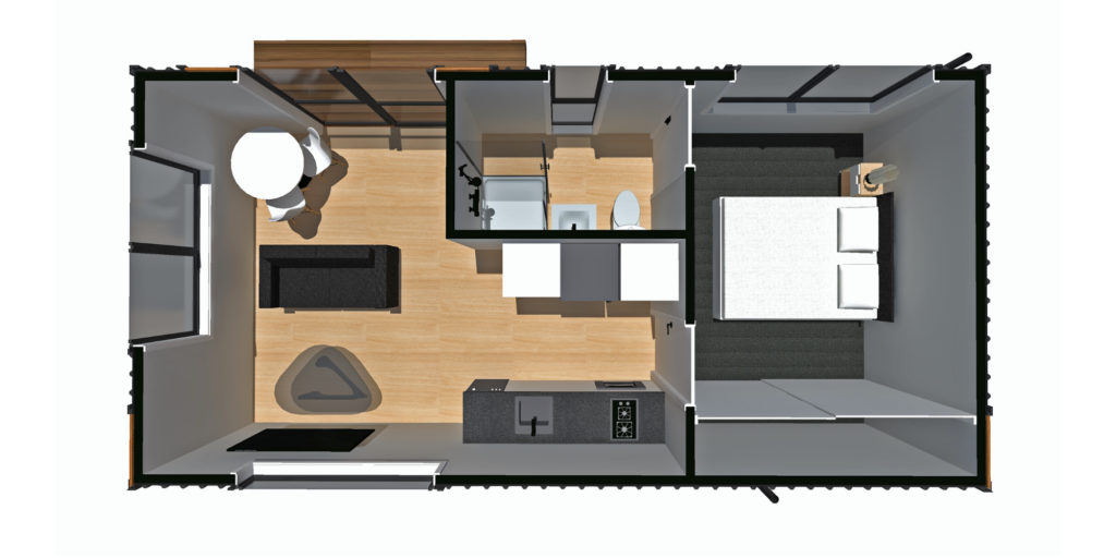 One bedroom plan C 3D