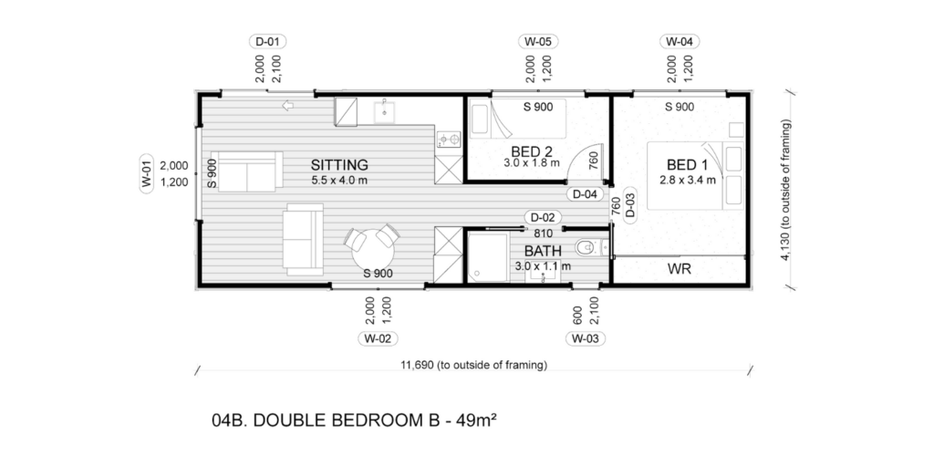 Two bedroom plan B 2D