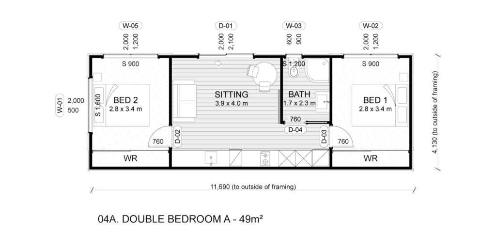 two bedroom plan A 2D