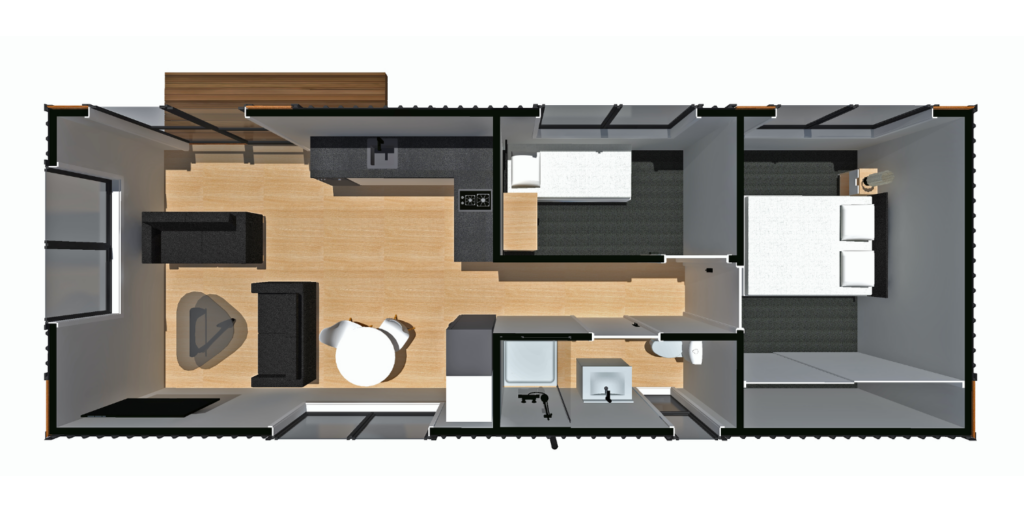 two bedroom plan B 3D